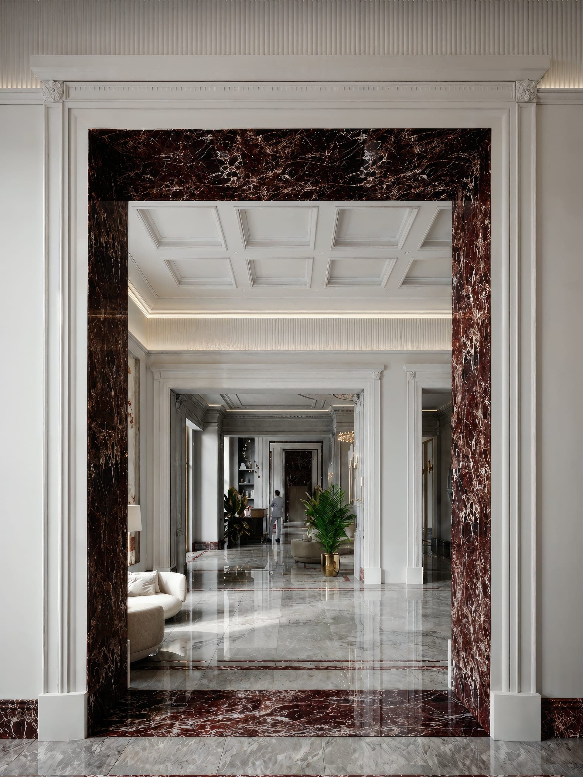 Sobranie residence · lobby with Rosso Levanto